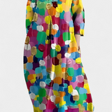 Anė | Sklandus Suknelė su V formos iškirpte ir spalvota spauda