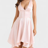 Élodie | Suknelė Romantiška Minkšta Blizgi Satino &amp; Delikati Nėriniai 