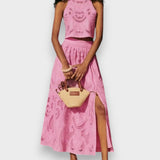 Mozė | Rožinė Nėrinių Komplektas