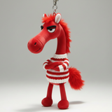 Įžūlus arklys - raudonas ir baltas su širdelės formos raktų pakabuku