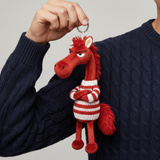 Įžūlus arklys - raudonas ir baltas su širdelės formos raktų pakabuku