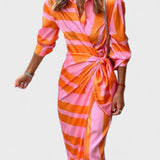 Louisa | Vasaros Apvalus Suknelė su Lengvu Apykakle