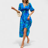 Clara – Elegantiška Midi Gėlėta Suknelė