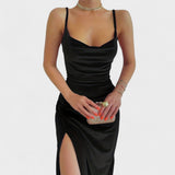 Gabriela - Aksominė suknelė su šonine skyle