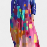 Anė | Sklandus Suknelė su V formos iškirpte ir spalvota spauda